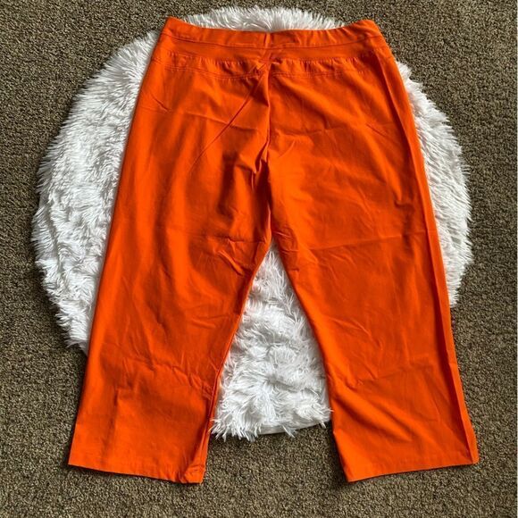 Nike Crop Pants Orange Lightweight Womens Size Large Elastic Waist - Picture 2 of 7